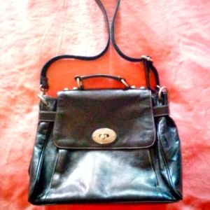Fossil Leather Black Midsize Purse